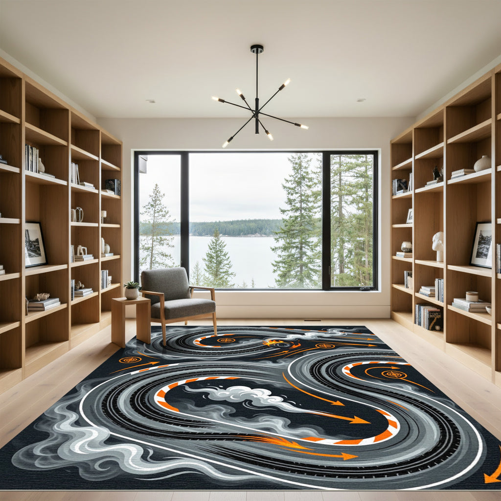 Dynamic Drift Tire Smoke Racing Track Rug