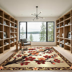 Elegant Red Cherry Blossom Branch Rug