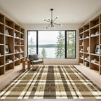 Earth Tone Woven Plaid Basketweave Rug