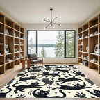 Playful Black Cat Whimsical Doodles Rug