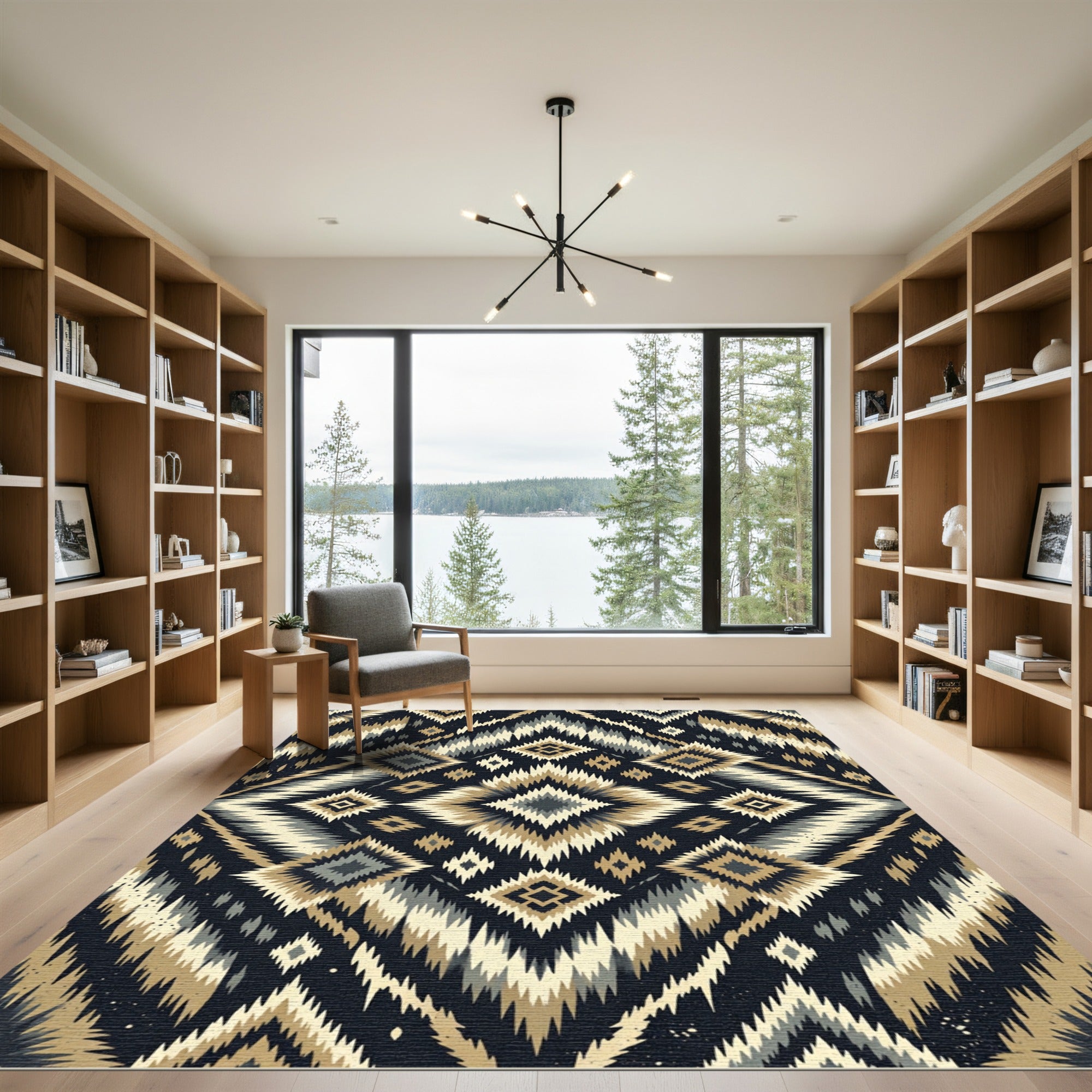 Earthy Zigzag Diamond Geometric Rug