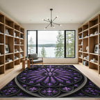 Royal Purple Gothic Rose Window Rug