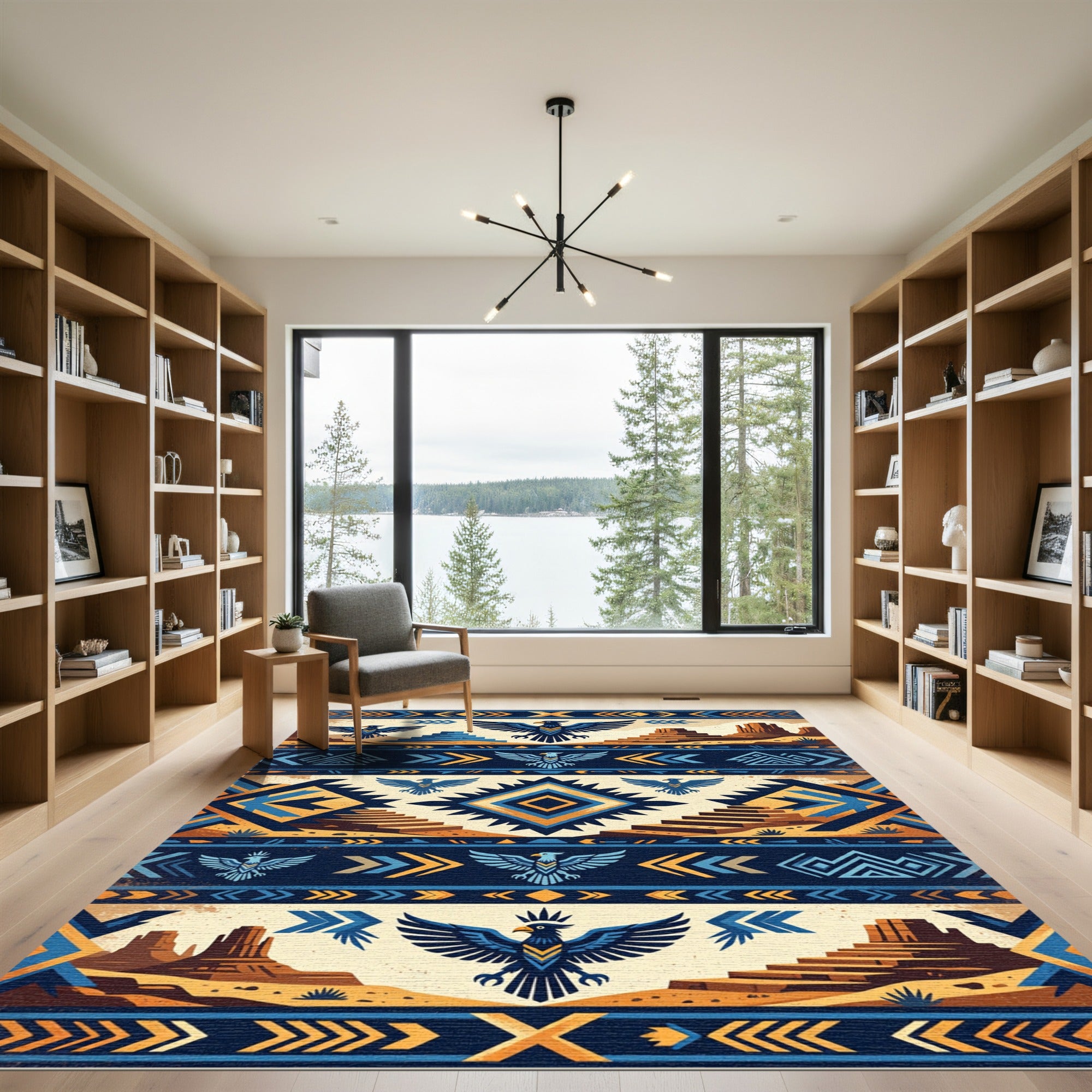 Majestic Eagle Desert Geometric Rug