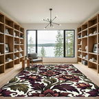 Dark Crimson Botanical Vine Floral Rug