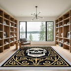 Black Gold Skull Ornamental Flourish Rug