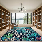 Intricate Coral Reef Undersea Ocean Art Rug