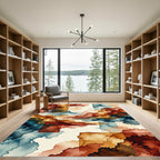 Abstract Ochre and Indigo Cloudscape Rug