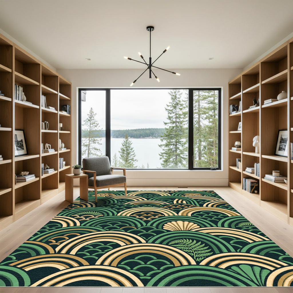 Art Deco Forest Fern Arch Rug