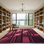 Modern Geometric Raspberry Linear Grid Rug