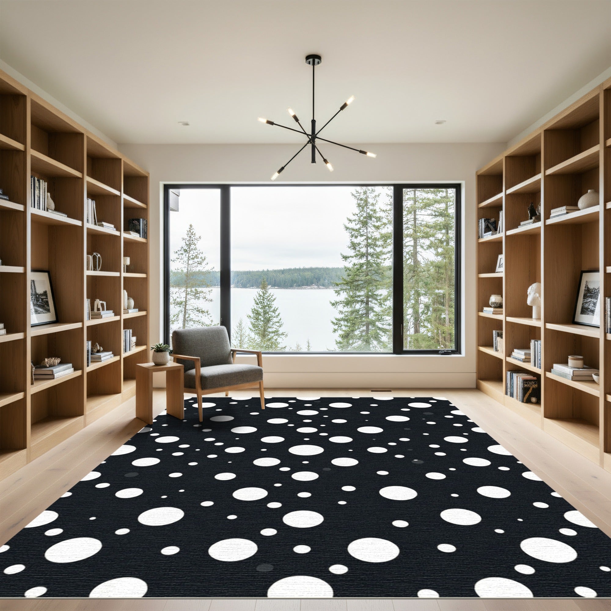 Minimalist White Dot Scatter Rug