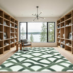 Sage Green Interlocking Wavy Arc Rug