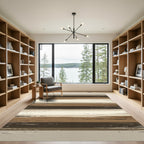 Earthy Brown Abstract Horizontal Striped Rug