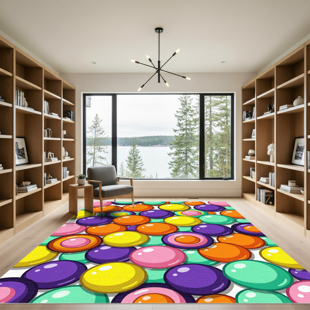 Vibrant Multicolored Pop Art Gumball Mosaic Rug