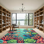 Vibrant Tropical Coral Reef Marine Life Rug