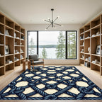 Navy Nautical Rope Grid Lattice Rug