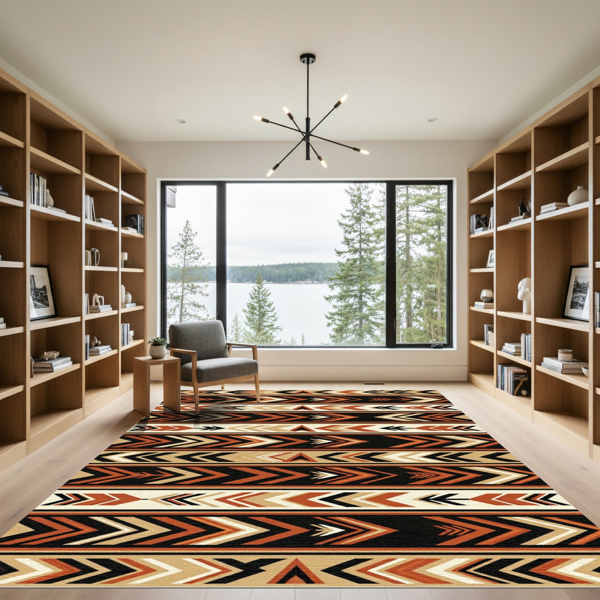 Earthy Southwestern Geometric Arrow Border Rug