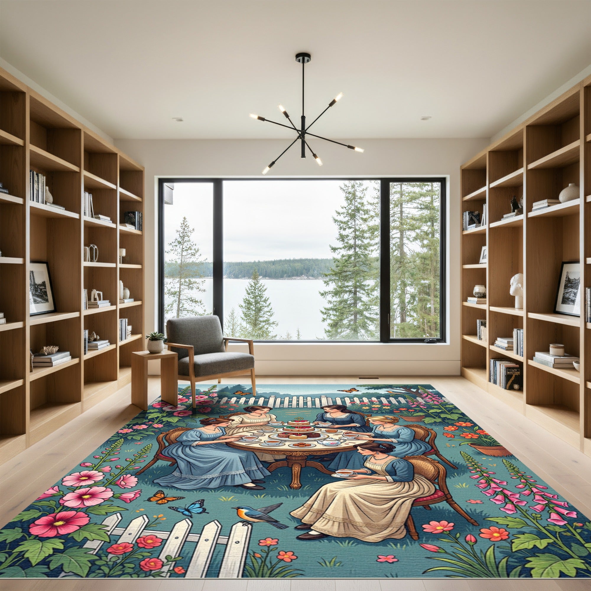 Whimsical Garden Tea Party Floral Rug