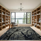 Monochrome Dandelion Silhouette Botanical Art Rug