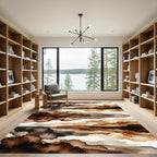 Earthy Brown Abstract Ink Wash Horizon Rug