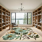 Soft Pastel Botanical Cosmos Rug
