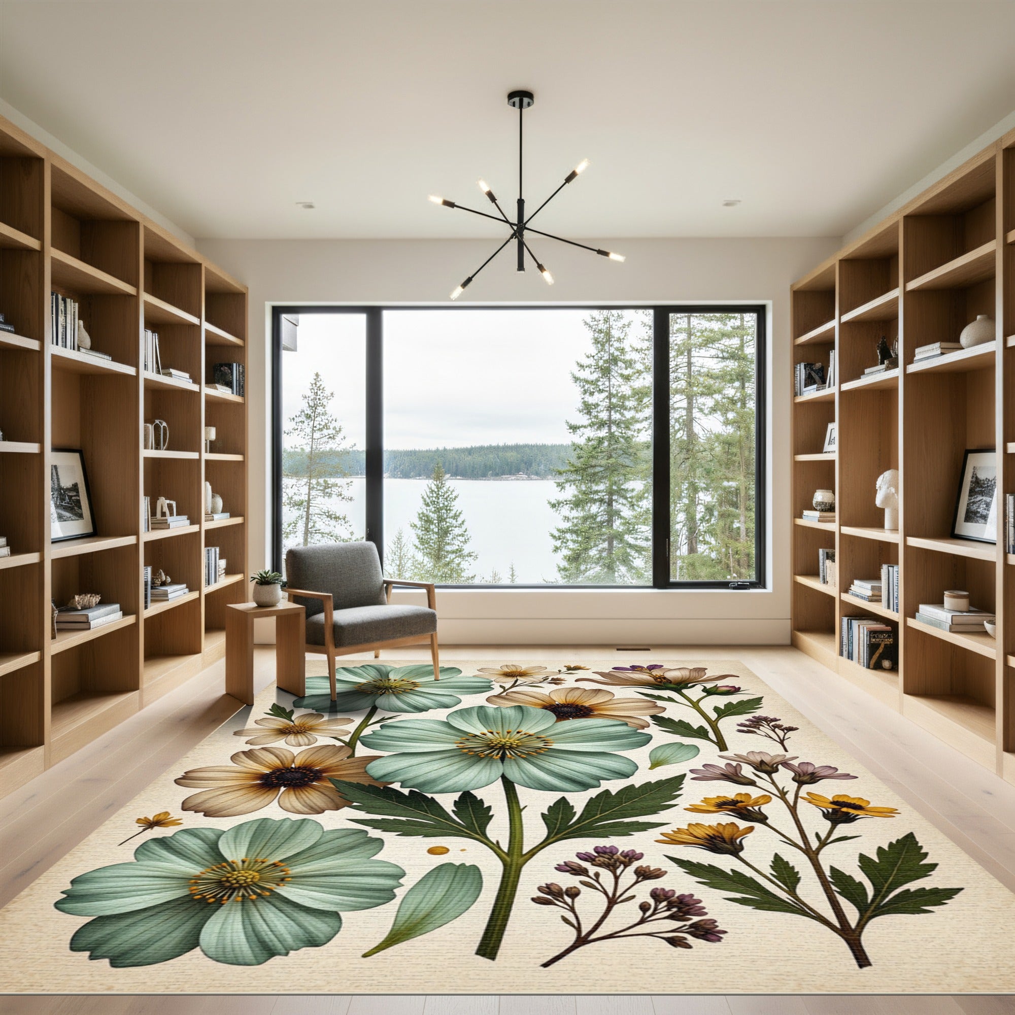 Soft Pastel Botanical Cosmos Rug