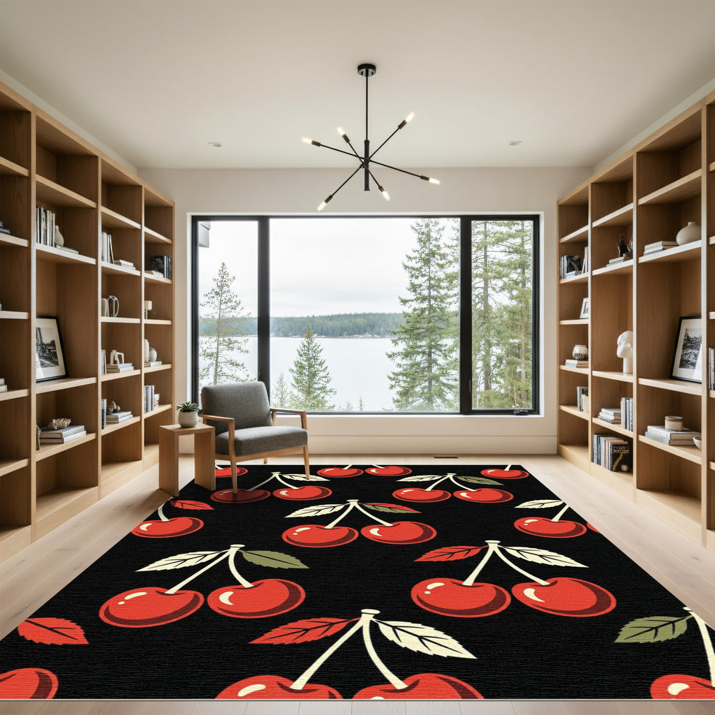Playful Retro Cherry Fruit Composition Rug