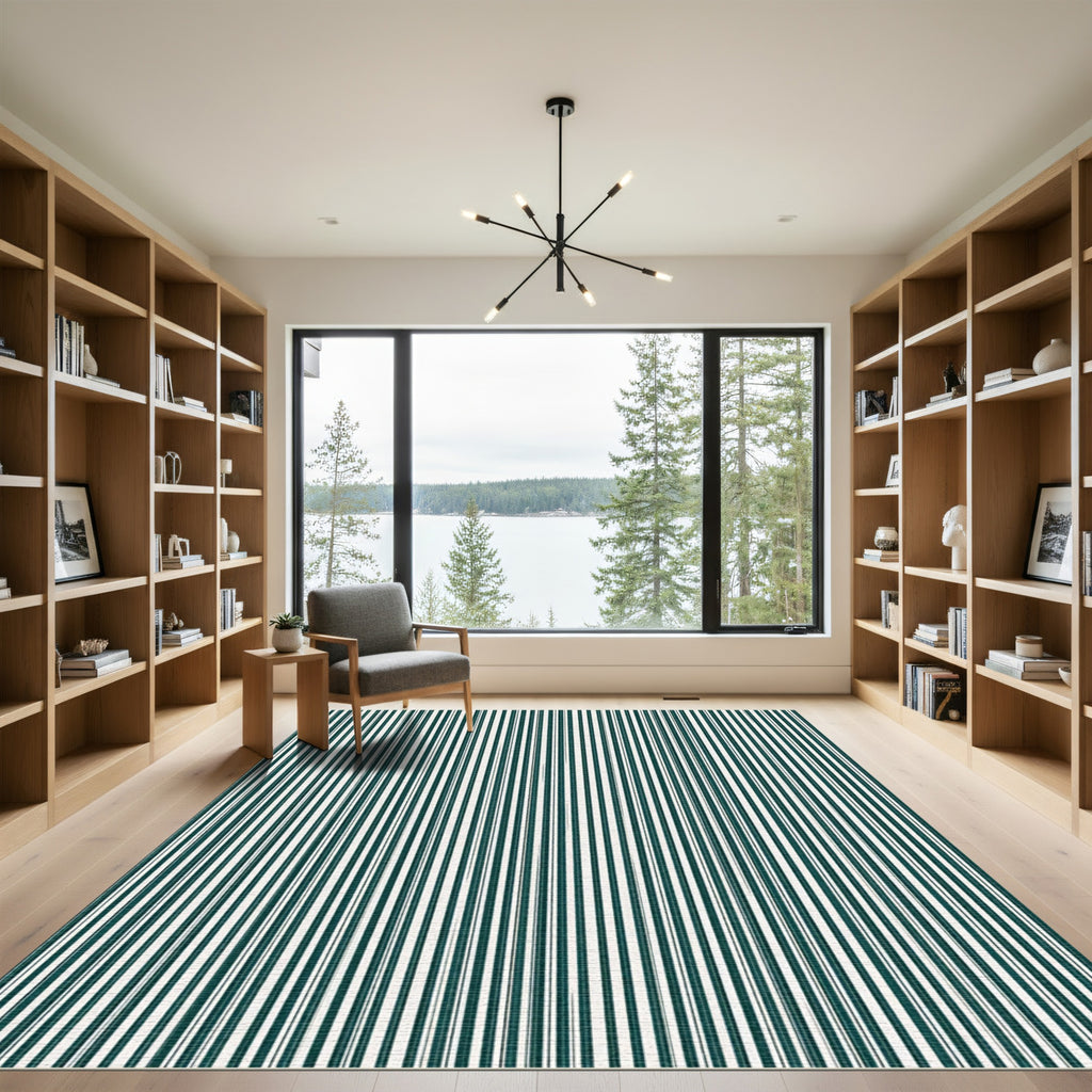 Deep Teal Vertical Stripe Rug