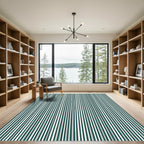 Deep Teal Vertical Stripe Rug