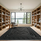 Monochrome Geometric Labyrinth Relief Rug