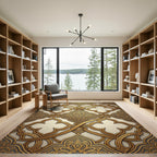 Elegant Gold Ornate Arabesque Filigree Rug