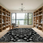 Metallic Silver Tribal Diamond Medallion Rug