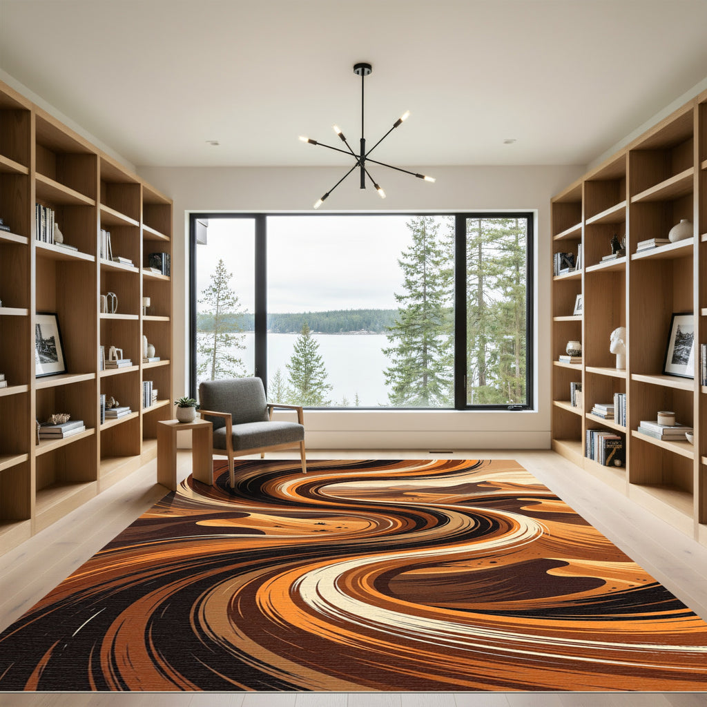 Earthy Swirl Desert Landscape Rug