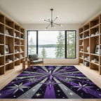 Celestial Purple Starburst Geometric Art Rug