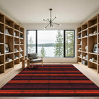 Deep Red Orange Horizontal Stripe Rug
