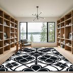 Monochrome Gothic Quatrefoil Geometric Tile Rug