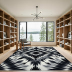 Monochromatic Abstract Spiky Star Rug
