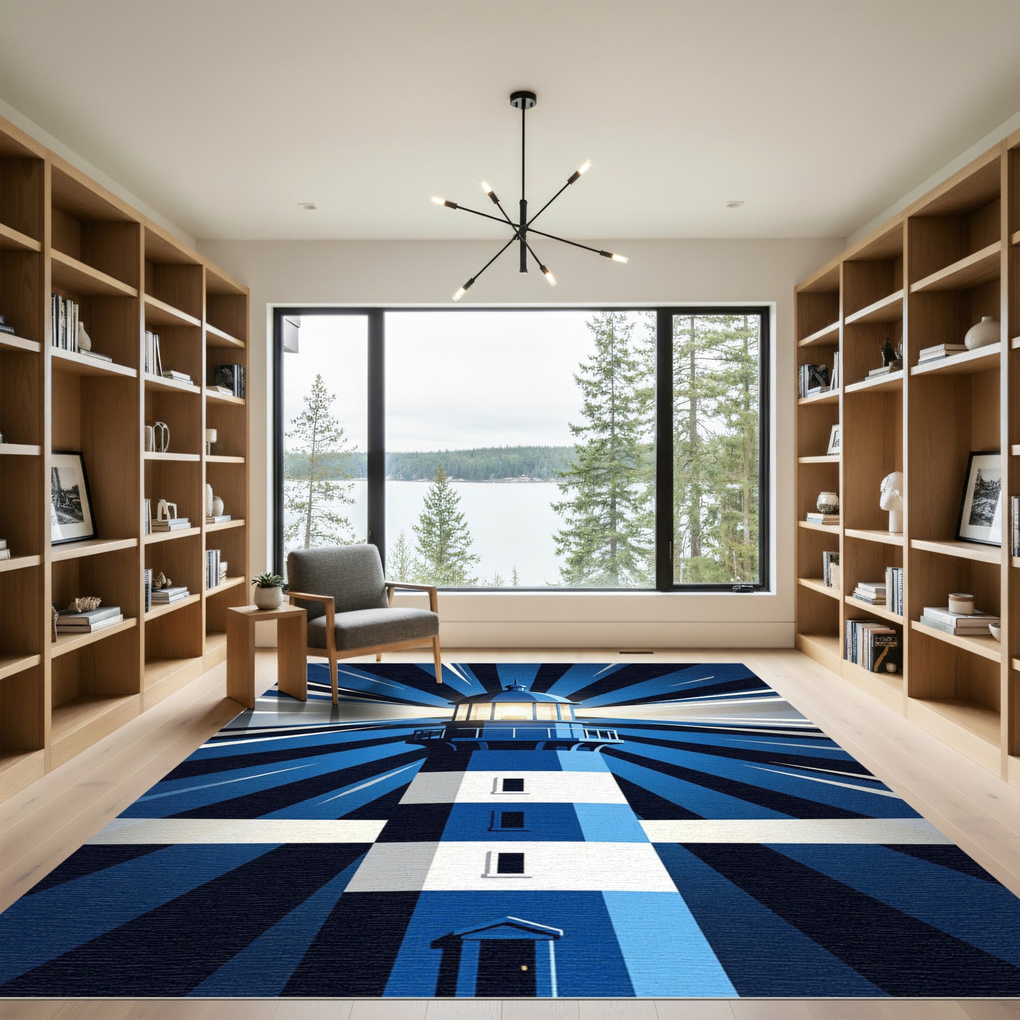 Naval Blue Radiant Lighthouse Stripe Rug