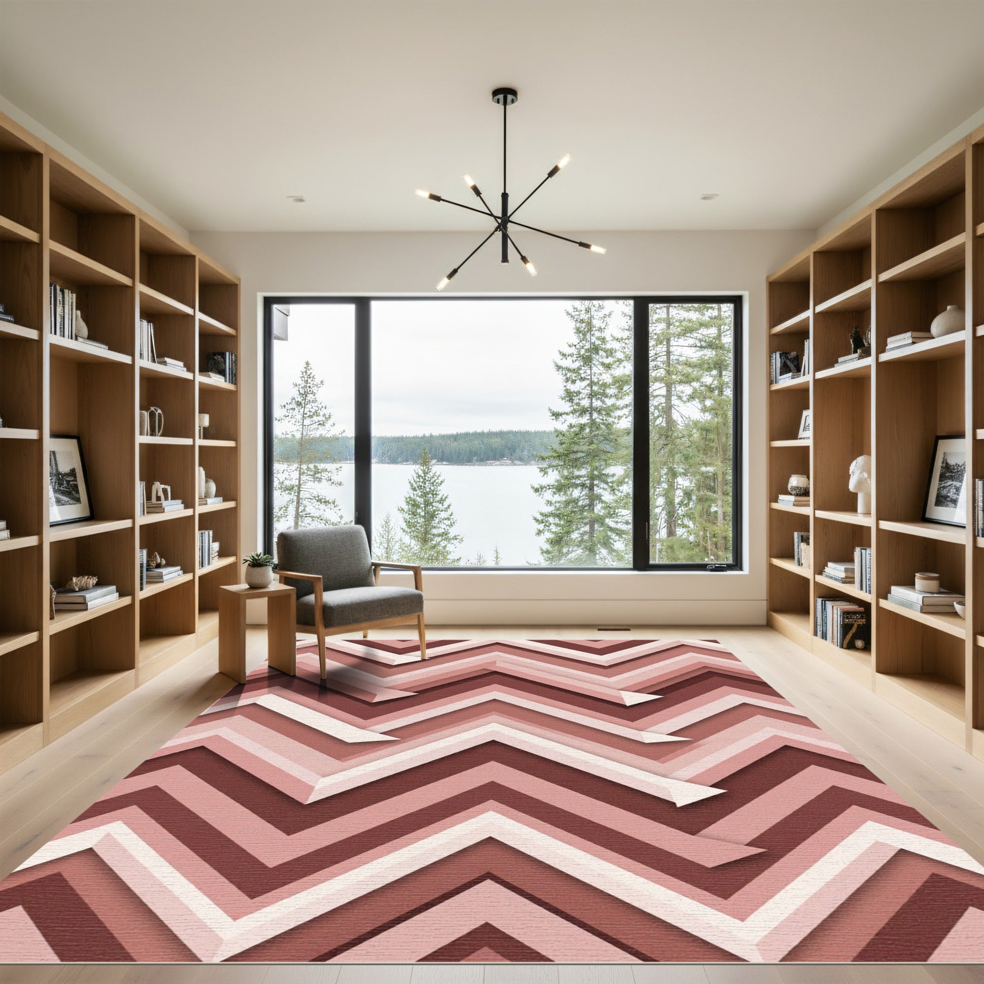 Terracotta Zigzag Layered Chevron Rug