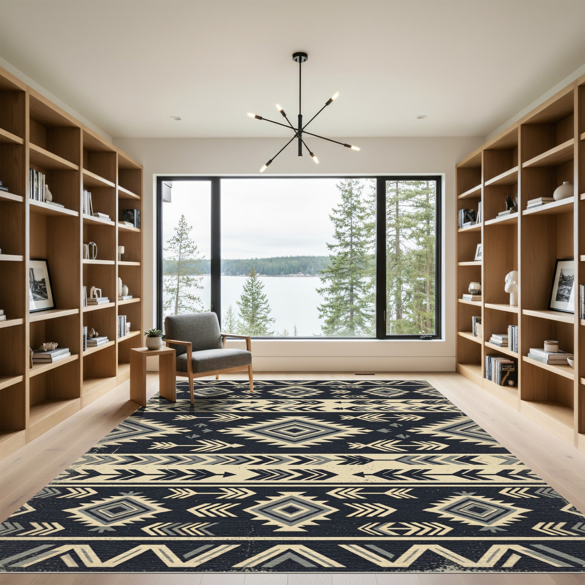Geometric Charcoal Neutral Aztec Diamond Area Rug