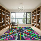 Isometric Urban Construction City Grid Rug