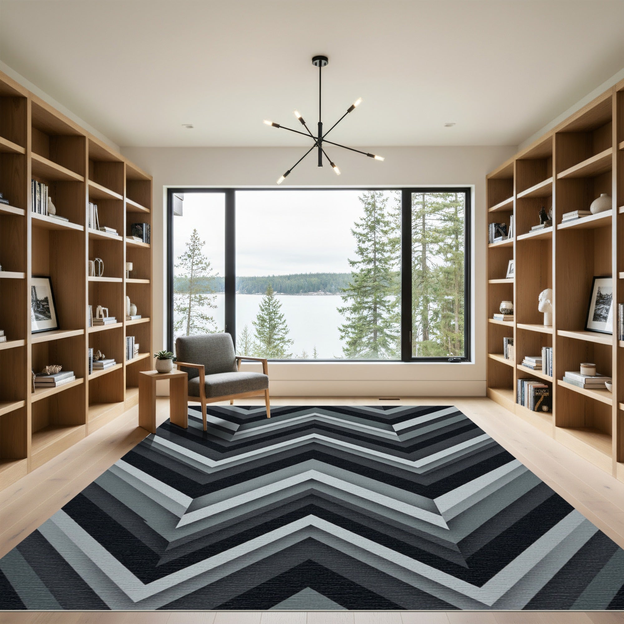 Monochromatic Chevron Layered Geometric Rug