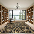 Gold Floral Vine Lattice Rug