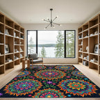 Vibrant Mandala Sunburst Floral Rug