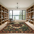 Tropical Botanical Medallion Deep Earthy Accent Rug