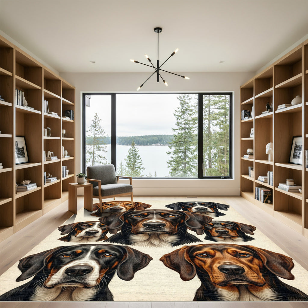 Portrait Hound Dog Collage Art Rug