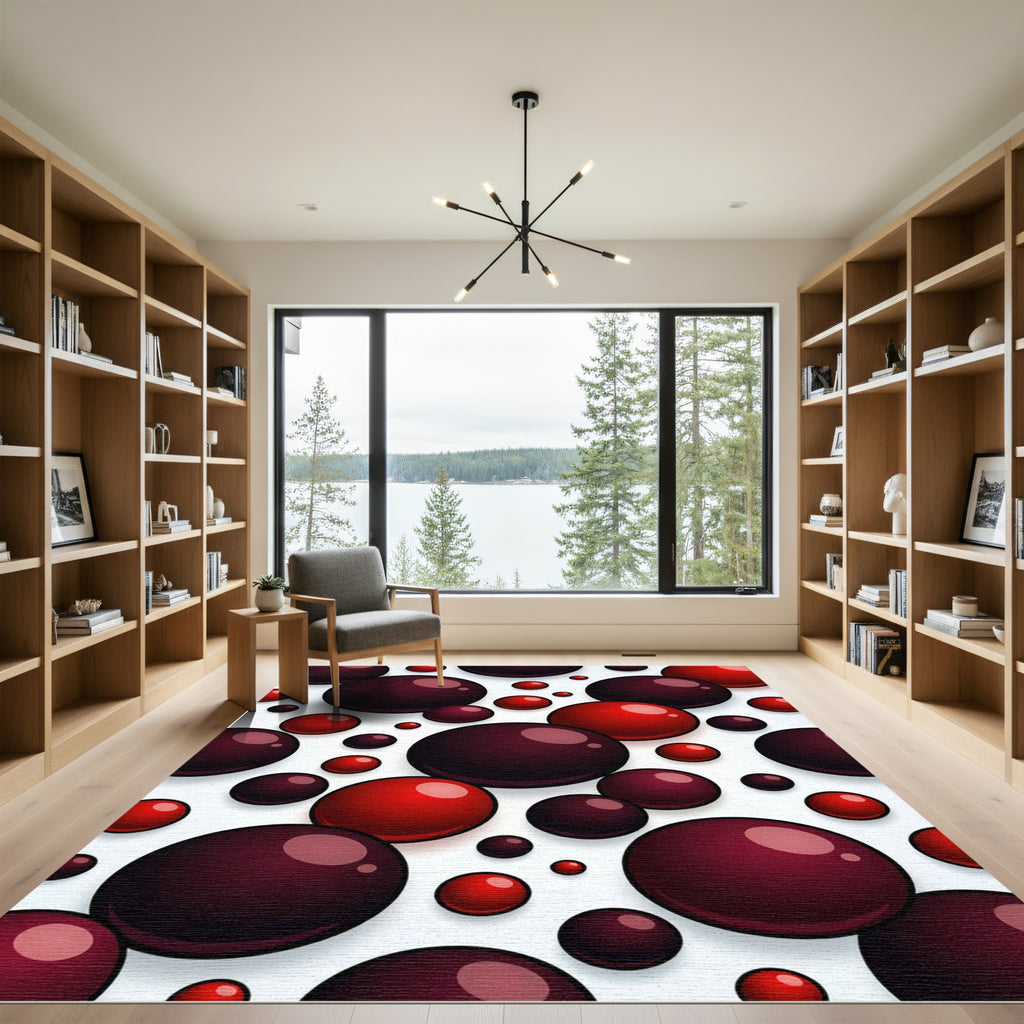 Deep Red Glossy Sphere Scatter Rug