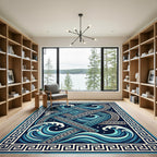 Geometric Aegean Wave Greek Key Art Rug