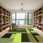 Green Geometric Abstract Rectangles Rug