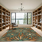 Art Deco Starburst Golden Sage Rug