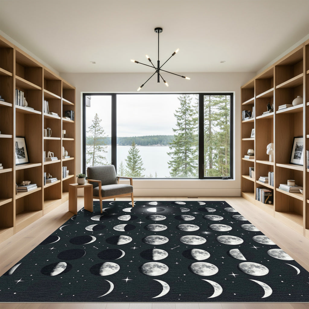 Celestial Lunar Phases Night Sky Rug